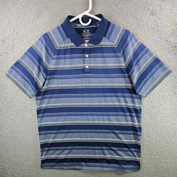 Oakley Other - Oakley Mens Hydrolix Golf Polo Shirt Blue Striped Regular Fit Large L